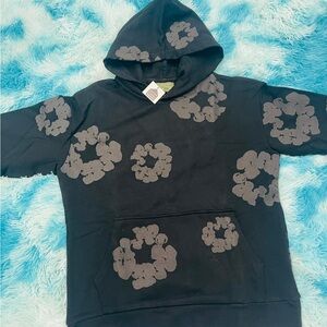 Men's Black Denim Tear Hoodie